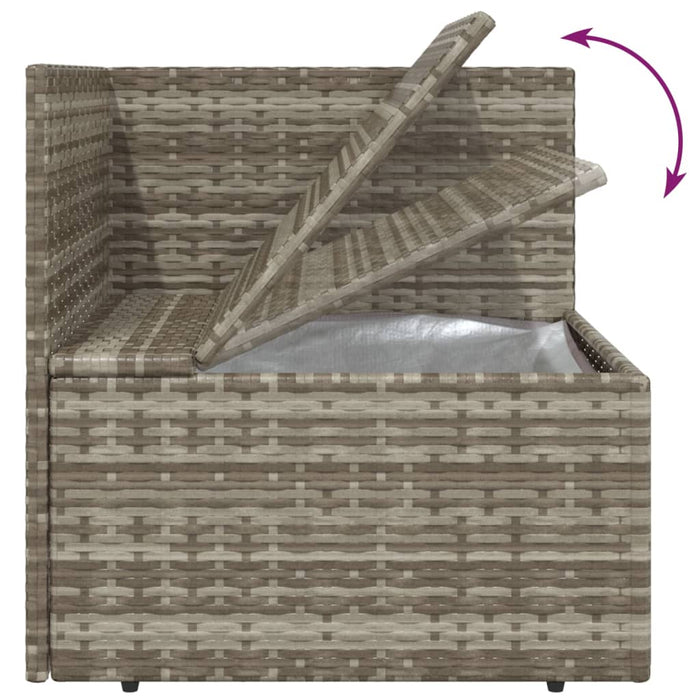 7-tlg. Garten-Lounge-Set mit Kissen Grau Poly Rattan