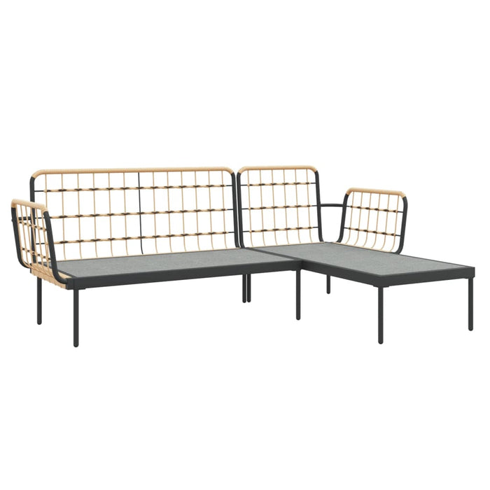3-tlg. Garten-Lounge-Set mit Kissen Beige Poly Rattan
