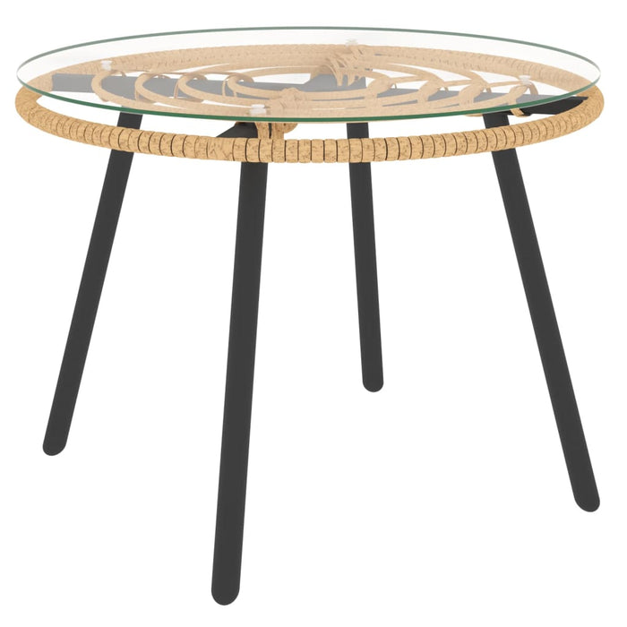 3-tlg. Garten-Lounge-Set mit Kissen Beige Poly Rattan