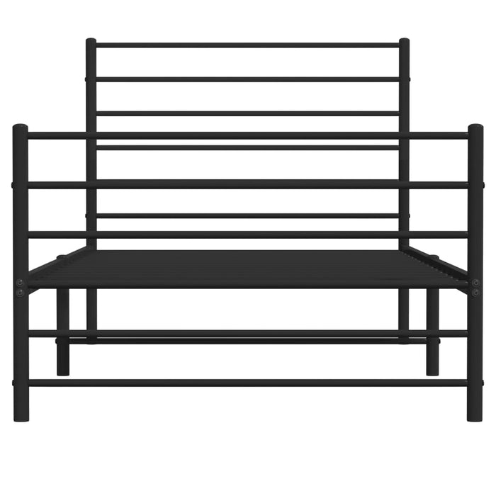 Bettgestell mit Kopf- und Fußteil Metall Schwarz 90x190 cm