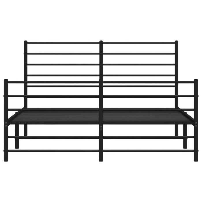 Bettgestell mit Kopf- und Fußteil Metall Schwarz 140x200 cm