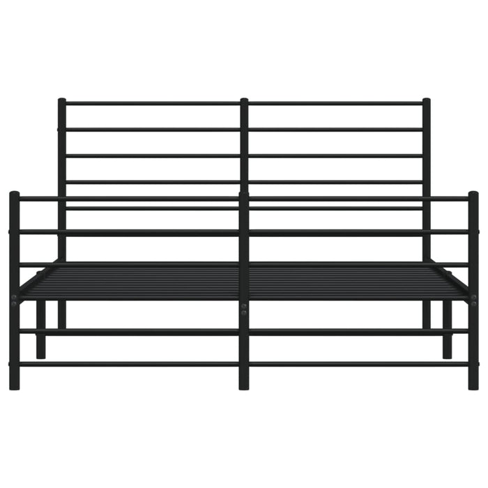 Bettgestell mit Kopf- und Fußteil Metall Schwarz 150x200 cm