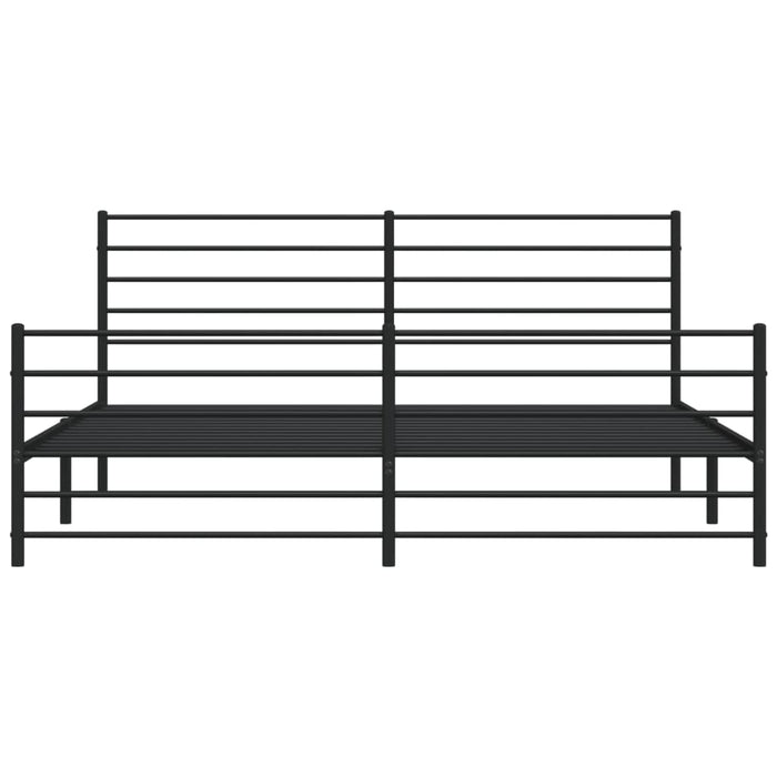 Bettgestell mit Kopf- und Fußteil Metall Schwarz 200x200 cm