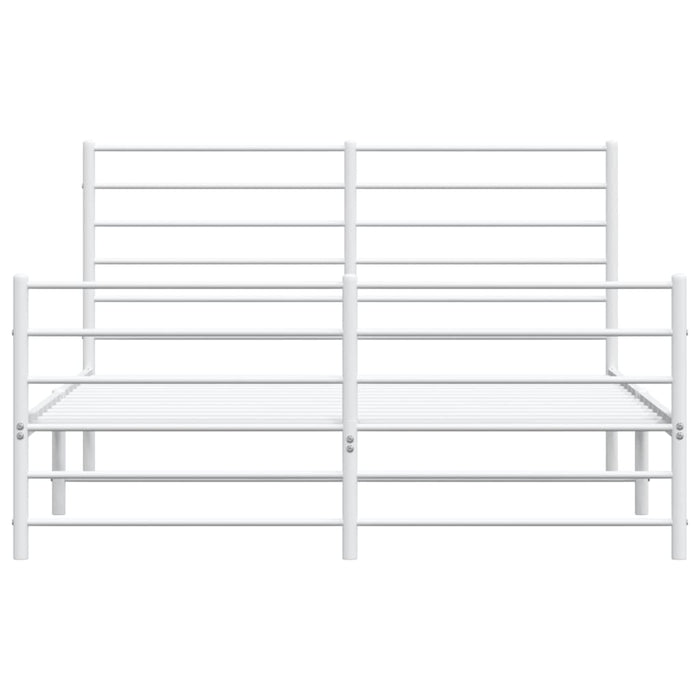 Bettgestell mit Kopf- und Fußteil Metall Weiß 160x200 cm