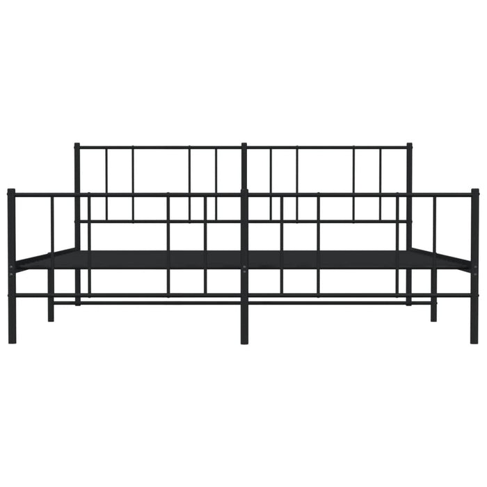 Bettgestell mit Kopf- und Fußteil Metall Schwarz 193x203 cm