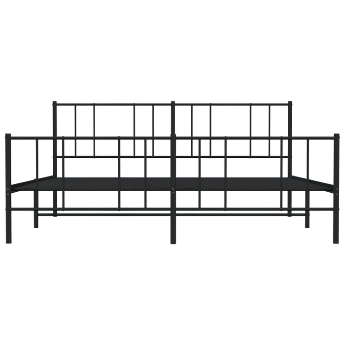 Bettgestell mit Kopf- und Fußteil Metall Schwarz 200x200 cm
