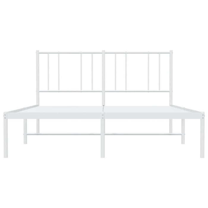 Bettgestell mit Kopfteil Metall Weiß 135x190 cm