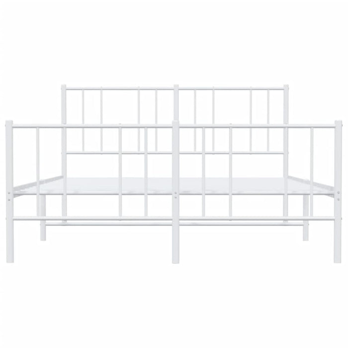 Bettgestell mit Kopf- und Fußteil Metall Weiß 135x190 cm