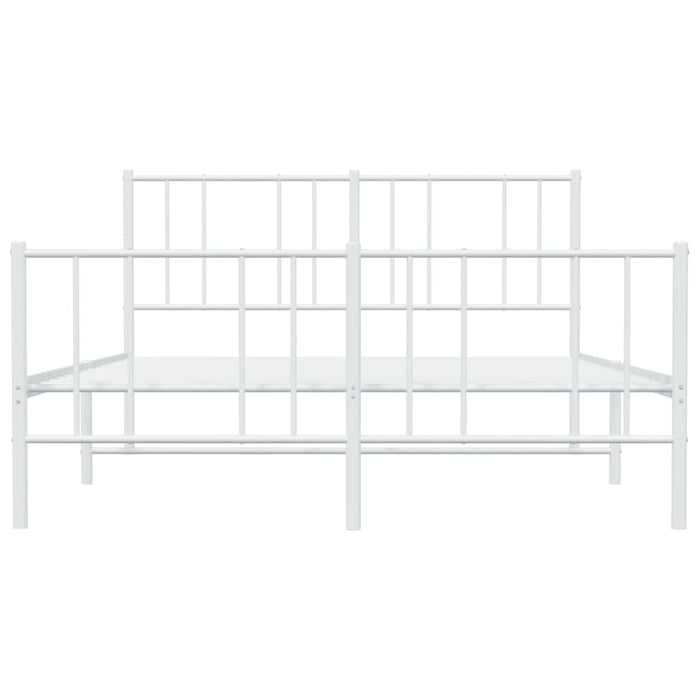 Bettgestell mit Kopf- und Fußteil Metall Weiß 150x200 cm
