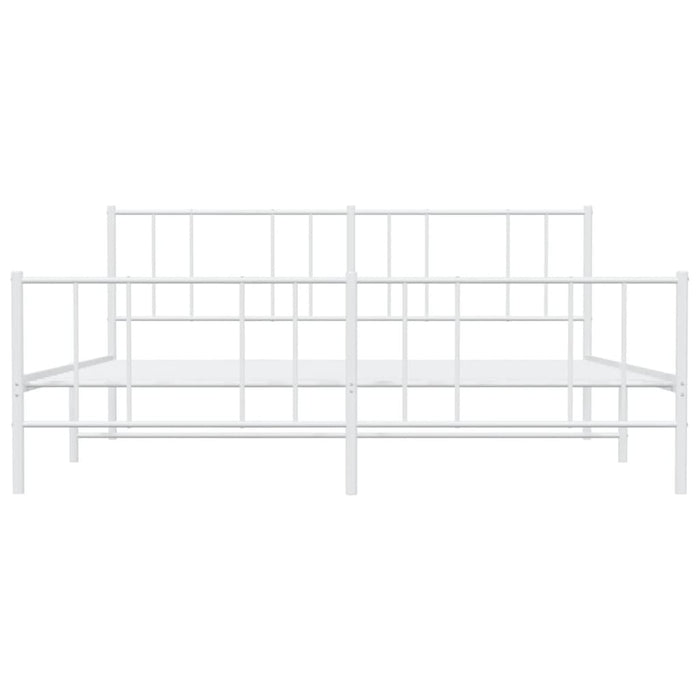 Bettgestell mit Kopf- und Fußteil Metall Weiß 183x213 cm