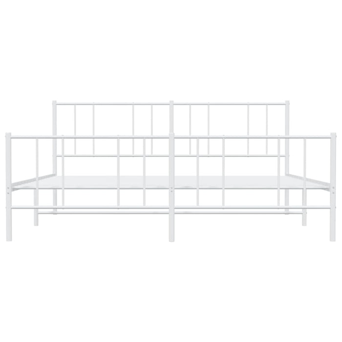 Bettgestell mit Kopf- und Fußteil Metall Weiß 193x203 cm