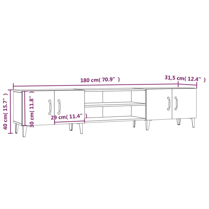 TV-Schrank Hochglanz-Weiß 180x31,5x40 cm Holzwerkstoff