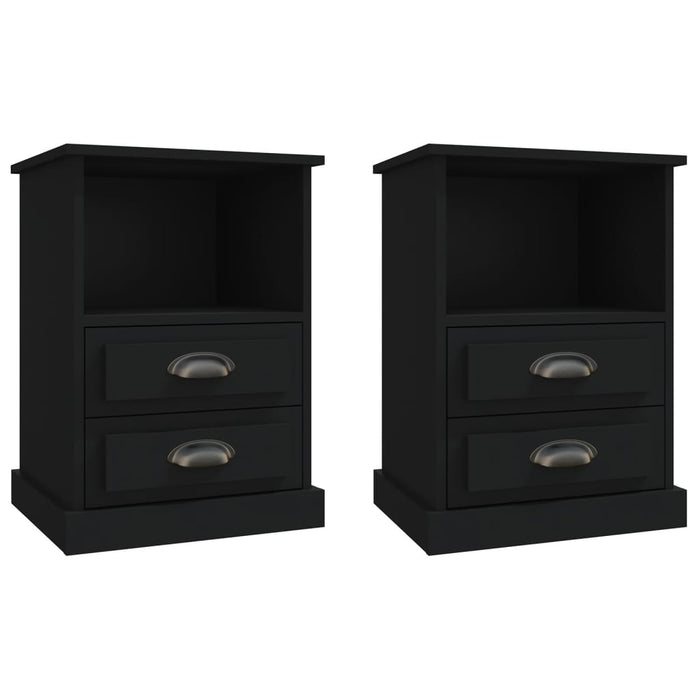 Nachttische 2 Stk. Schwarz 43x36x60 cm