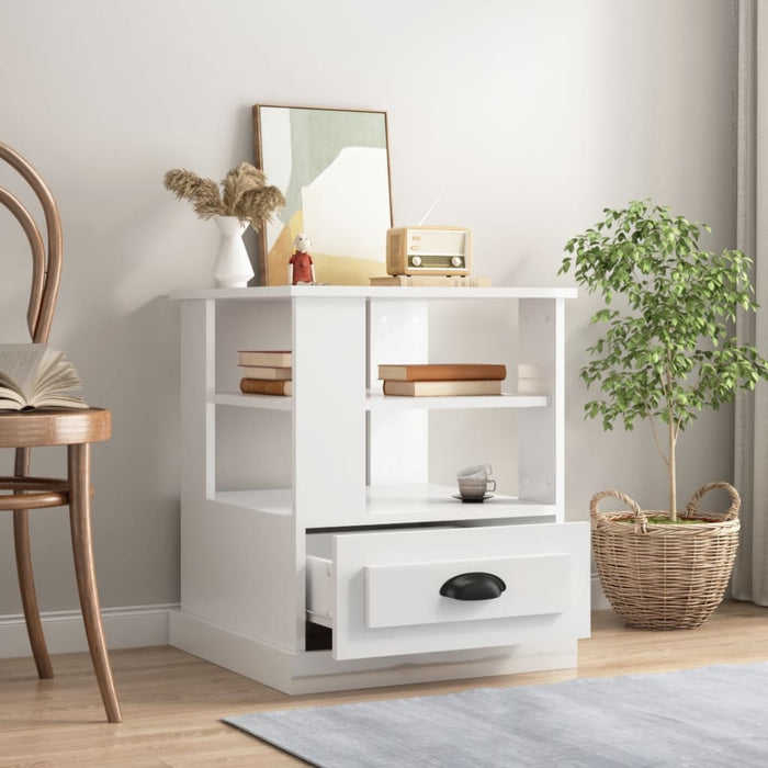 Beistelltisch Hochglanz-Weiß 50x50x60 cm Holzwerkstoff