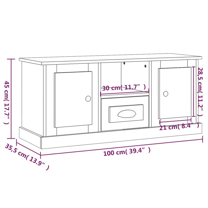 TV-Schrank Schwarz 100x35,5x45 cm Holzwerkstoff