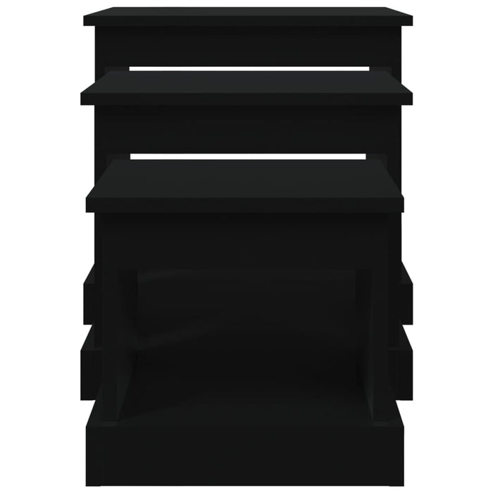 Satztische 3 Stk. Schwarz Holzwerkstoff