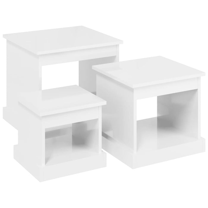 Nesting tables 3 pieces. High-gloss white wood material