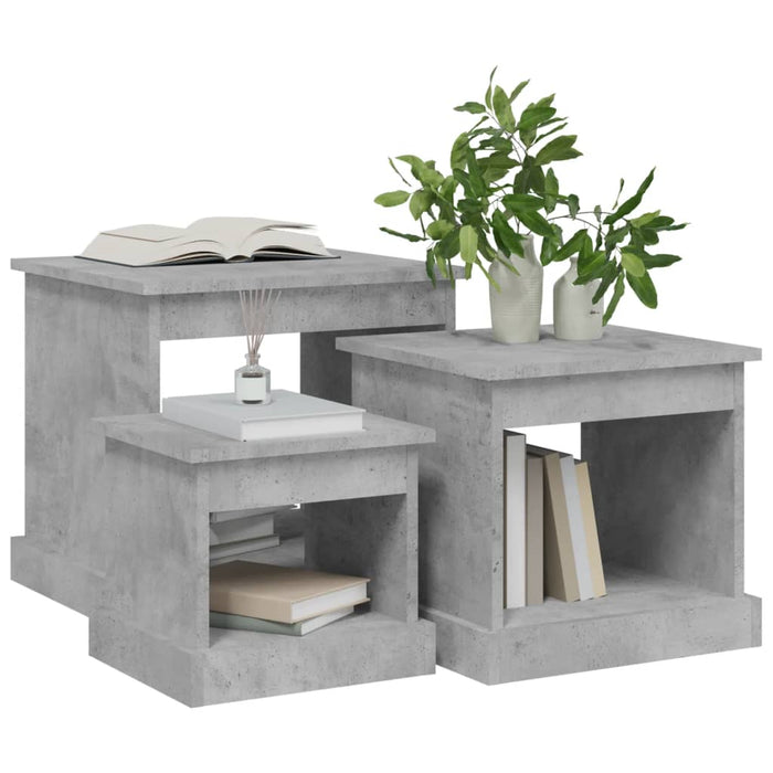 Satztische 3 Stk. Betongrau Holzwerkstoff