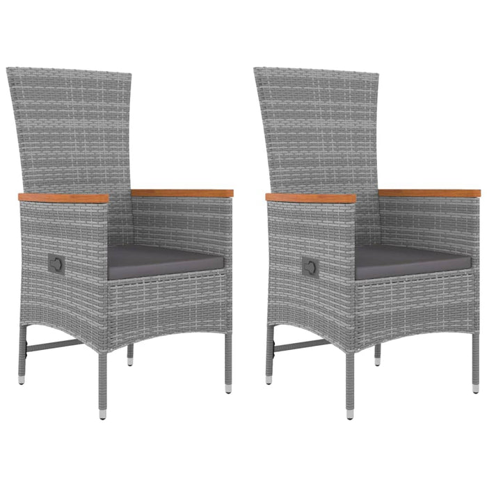 3-tlg. Garten-Lounge-Set Grau Poly Rattan & Massivholz Akazie