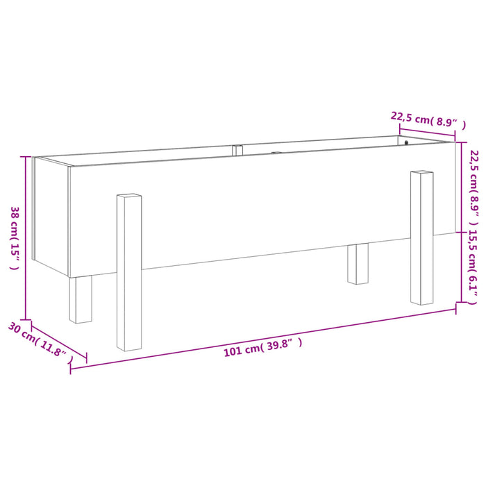 Hochbeet Grau 101x30x38 cm Massivholz Kiefer