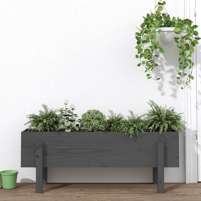 Hochbeet Grau 101x30x38 cm Massivholz Kiefer