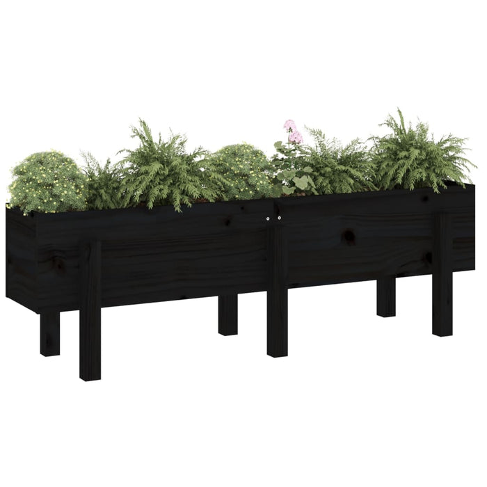 Hochbeet Schwarz 121x30x38 cm Massivholz Kiefer