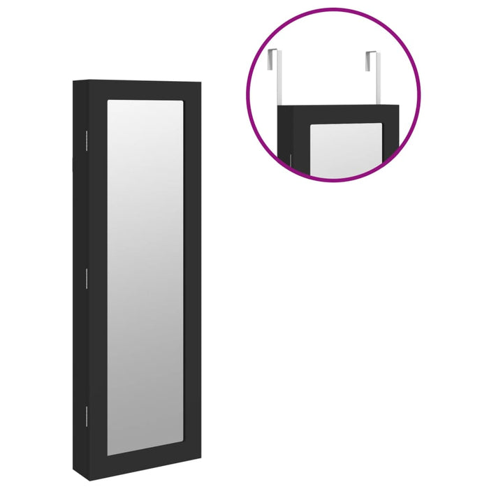 Schmuckschrank mit Spiegel Wandmontage Schwarz 30x8,5x90 cm