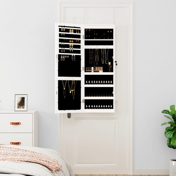 Spiegel-Schmuckschrank mit LED-Beleuchtung Wandmontage Weiß