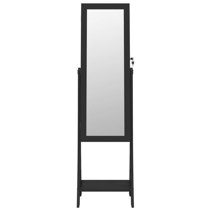 Schmuckschrank mit Spiegel &LED-Beleuchtung Freistehend Schwarz
