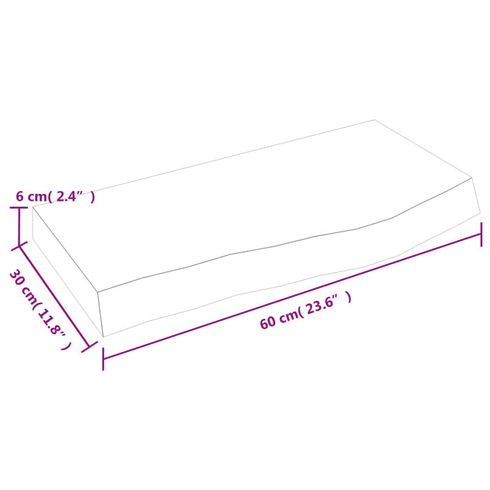 Wandregal Hellbraun 60x30x6 cm Massivholz Eiche Behandelt