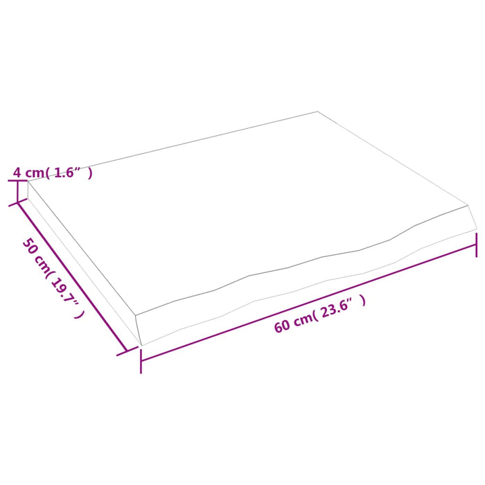 Wandregal Hellbraun 60x50x4 cm Massivholz Eiche Behandelt