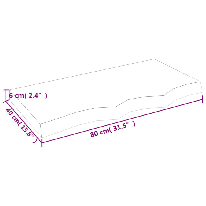 Wandregal Hellbraun 80x40x6 cm Massivholz Eiche Behandelt