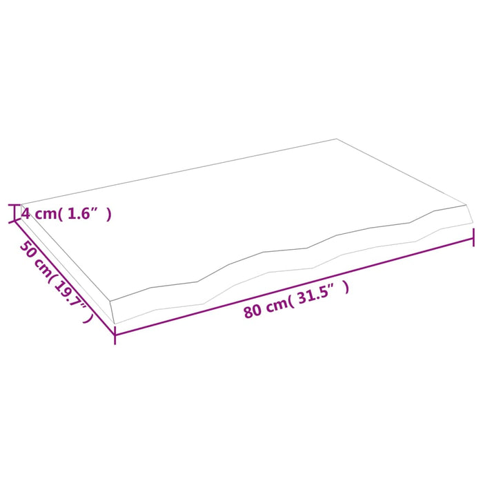 Wandregal Hellbraun 80x50x4 cm Massivholz Eiche Behandelt
