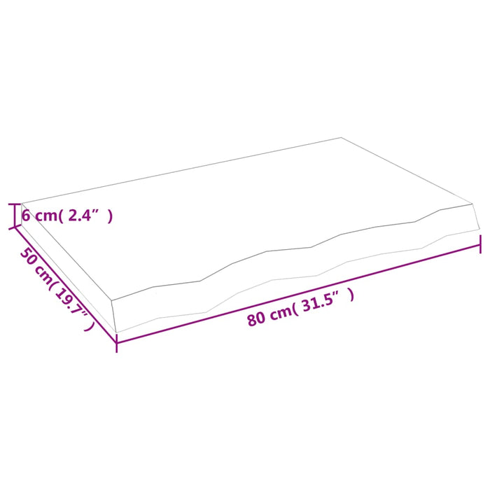 Wandregal Hellbraun 80x50x6 cm Massivholz Eiche Behandelt
