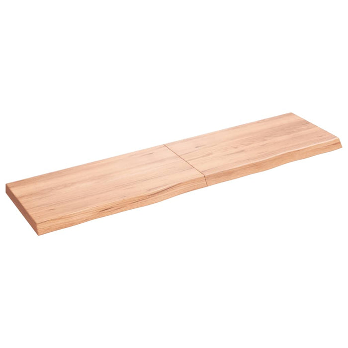 Wandregal Hellbraun 120x30x4 cm Massivholz Eiche Behandelt