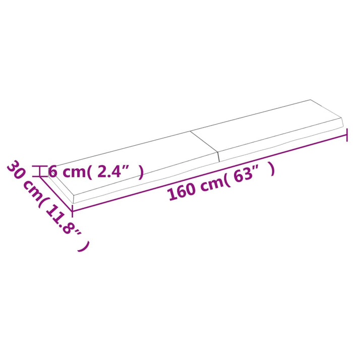 Wandregal Hellbraun 160x30x6 cm Massivholz Eiche Behandelt