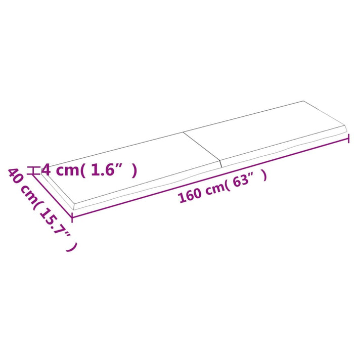 Wandregal Hellbraun 160x40x4 cm Massivholz Eiche Behandelt
