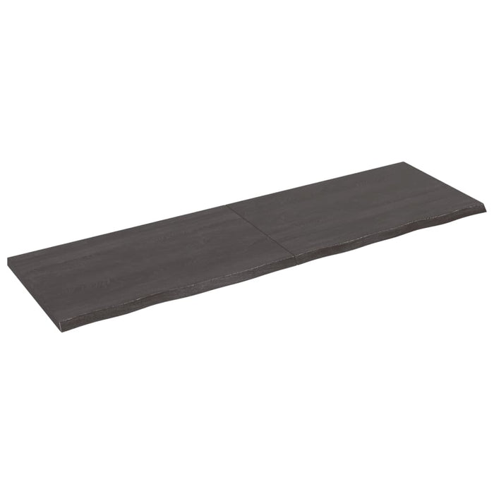 Wandregal Dunkelgrau 200x60x4 cm Massivholz Eiche Behandelt