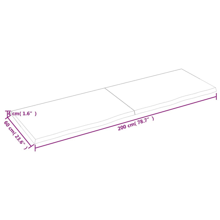 Wandregal Dunkelgrau 200x60x4 cm Massivholz Eiche Behandelt
