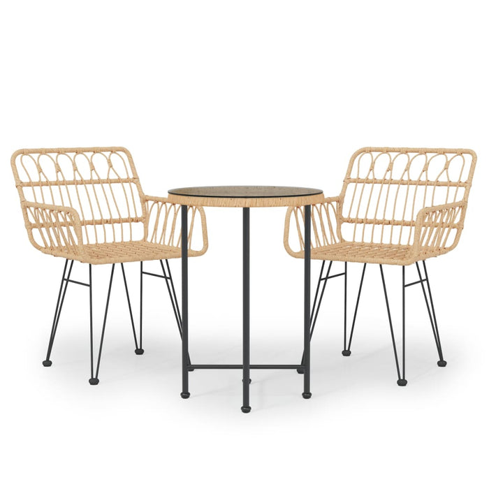 3-tlg. Garten-Essgruppe Poly Rattan