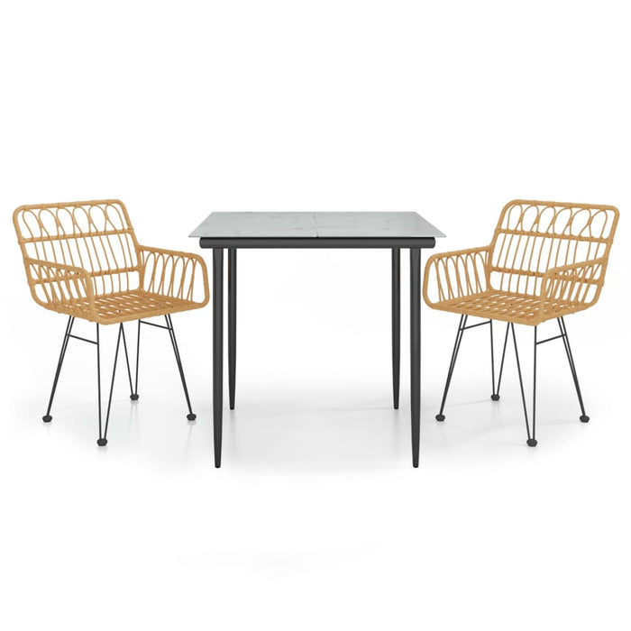 3-tlg. Garten-Essgruppe Poly Rattan