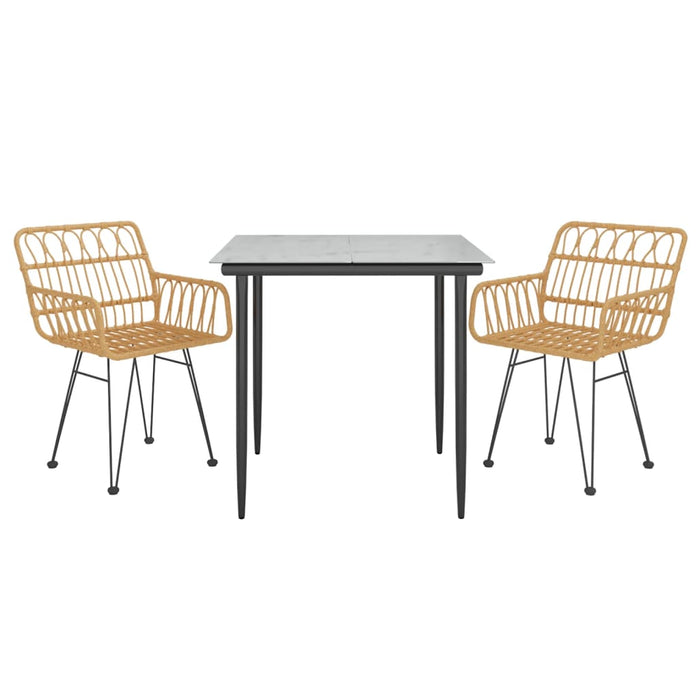 3-tlg. Garten-Essgruppe Poly Rattan