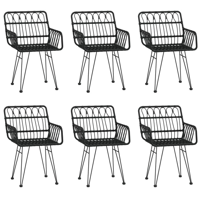 7-tlg. Garten-Essgruppe Schwarz Poly Rattan