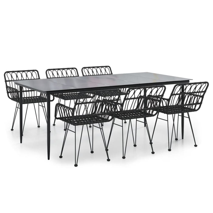 7-tlg. Garten-Essgruppe Schwarz Poly Rattan