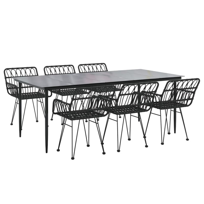 7-tlg. Garten-Essgruppe Schwarz Poly Rattan