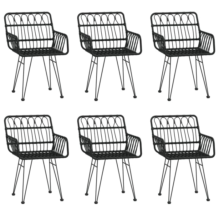 7-tlg. Garten-Essgruppe Schwarz Poly Rattan