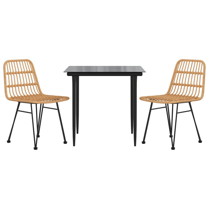 3-tlg. Garten-Essgruppe Poly Rattan