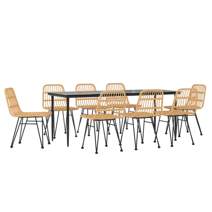 9-tlg. Garten-Essgruppe Poly Rattan