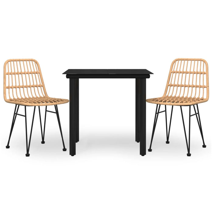 3-tlg. Garten-Essgruppe Poly Rattan