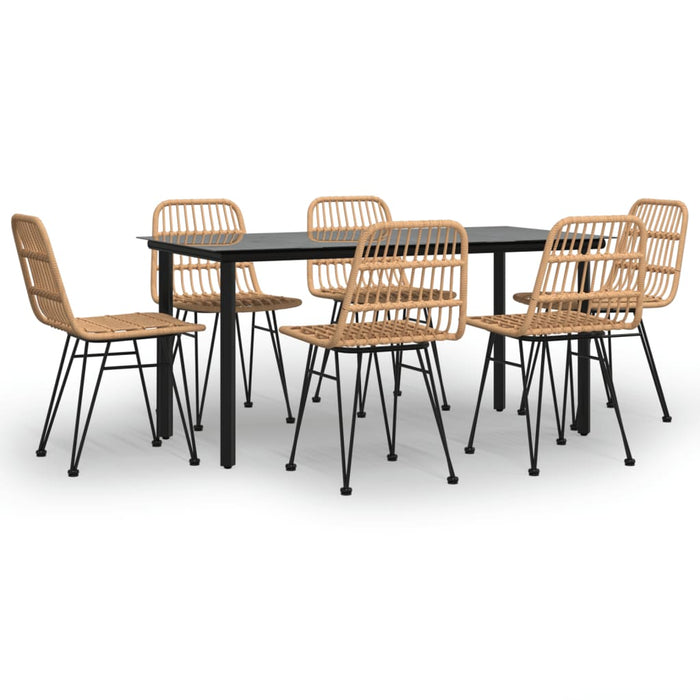 7-tlg. Garten-Essgruppe Poly Rattan